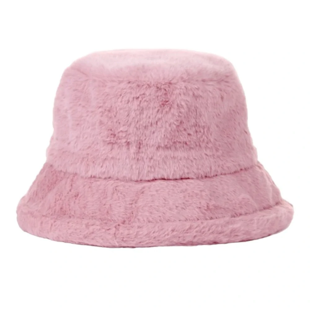 Fluffy Fuzzy Bucket Hat Size Women Color Pink Size OS